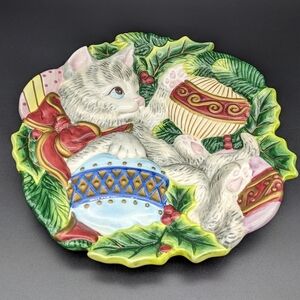 🦋BOGO Vintage Fitz and Floyd Essentials Christmas Kitty Plate